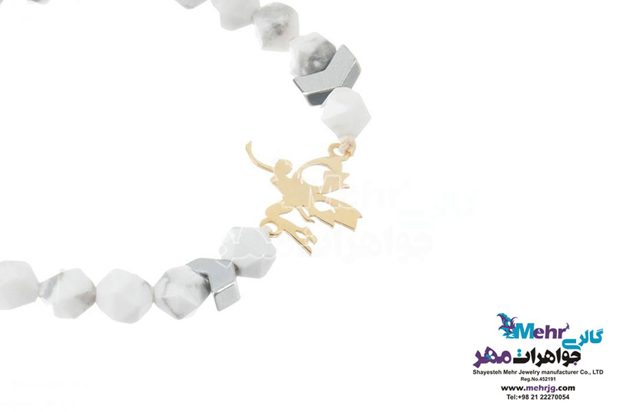 دستبند طلا و سنگ - طرح فرشته