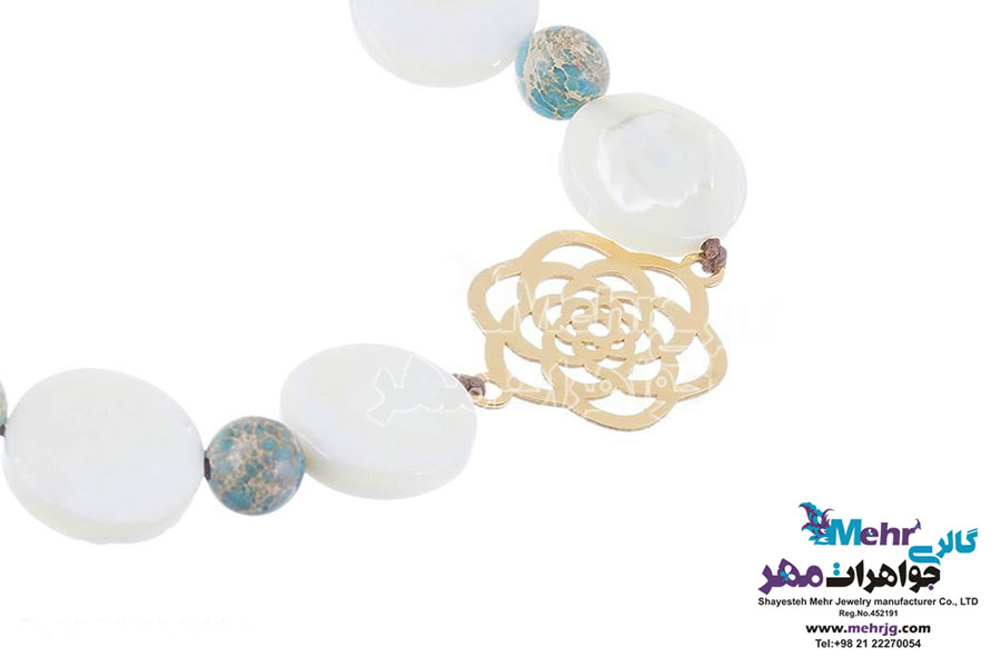 دستبند طلا و سنگ - طرح گل