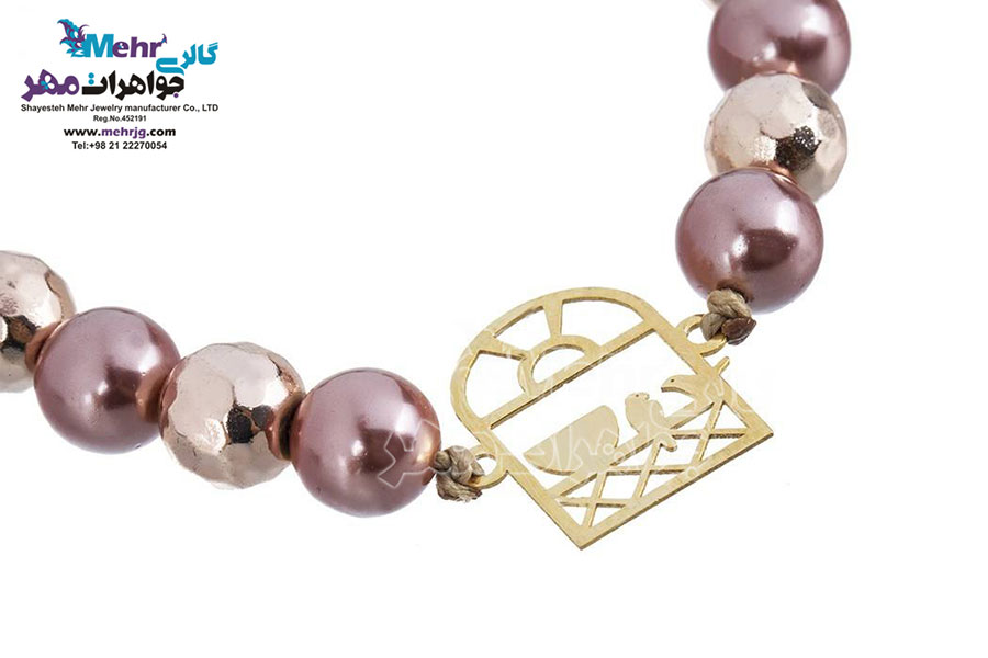 دستبند طلا و سنگ - طرح پنجره