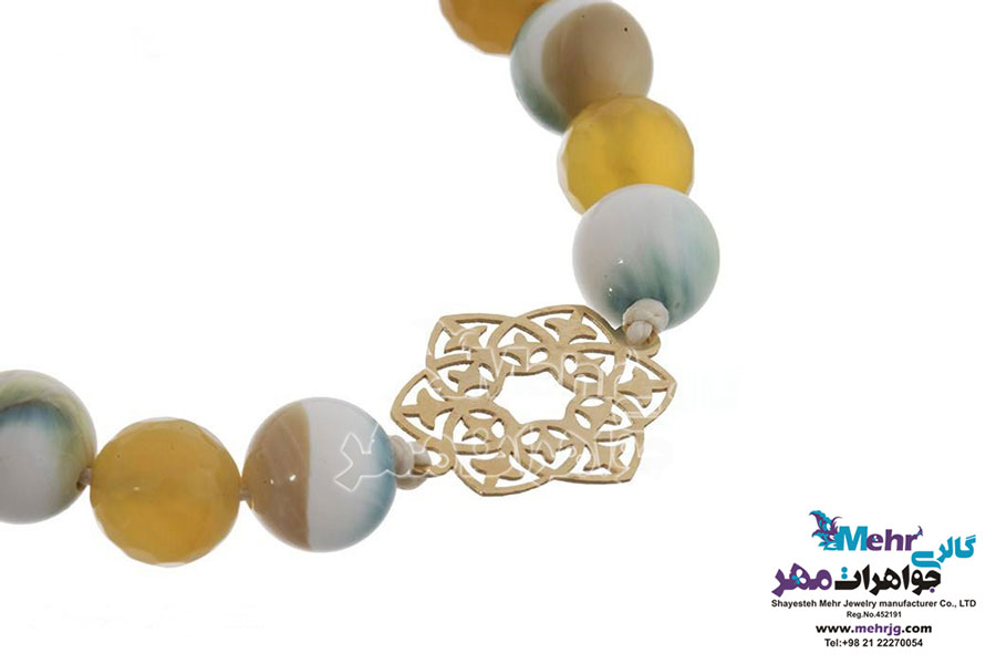 دستبند طلا و سنگ - طرح اسلیمی