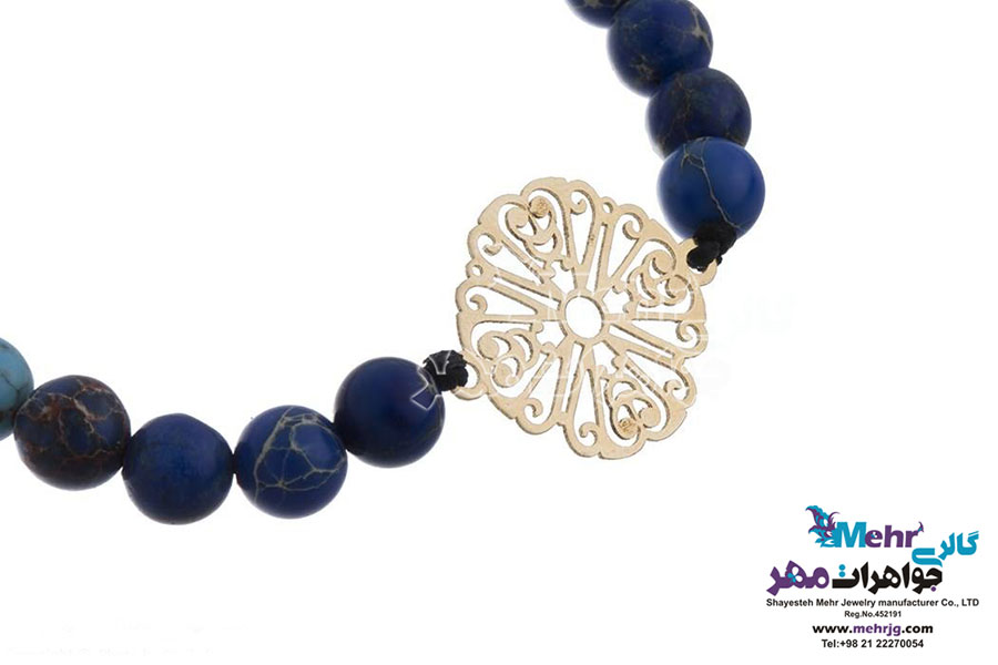 دستبند طلا و سنگ - طرح اسلیمی