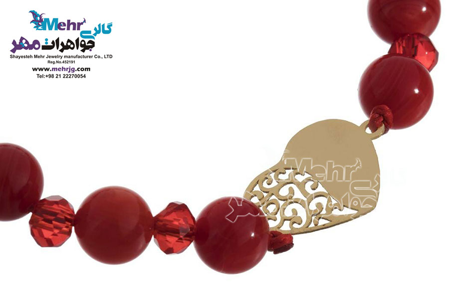 دستبند طلا و سنگ - طرح قلب