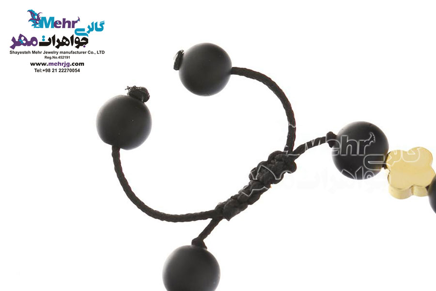 دستبند طلا و سنگ - طرح شبدر چهار برگ