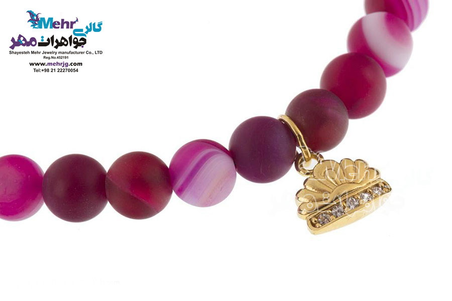 دستبند طلا و سنگ - طرح تاج