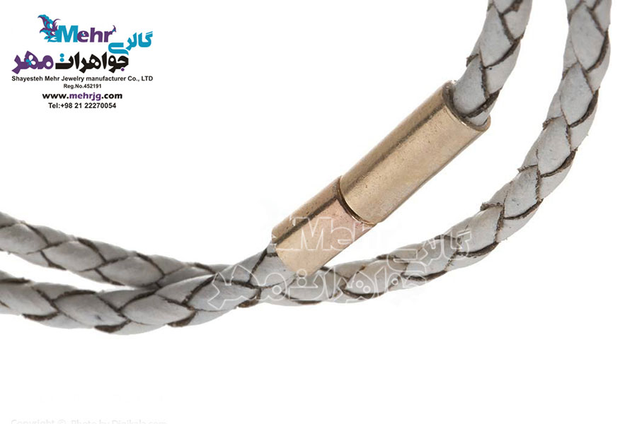 دستبند طلا و چرم - طرح لنگر