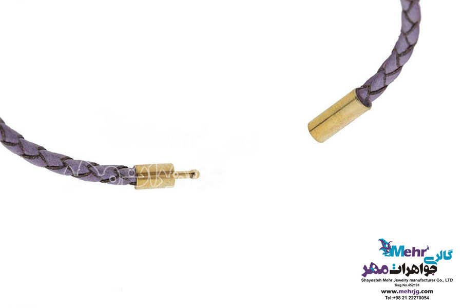 دستبند طلا و چرم - طرح گربه
