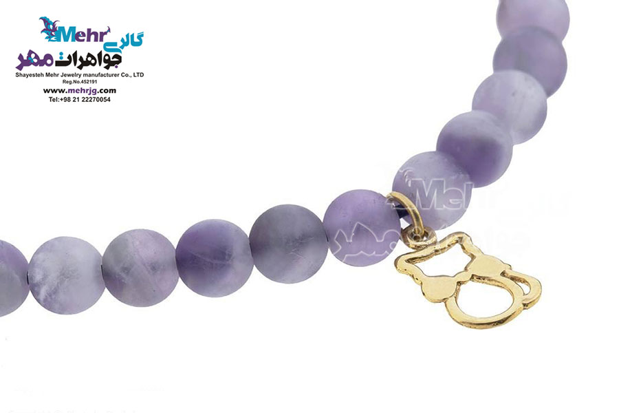 دستبند طلا و سنگ - طرح گربه
