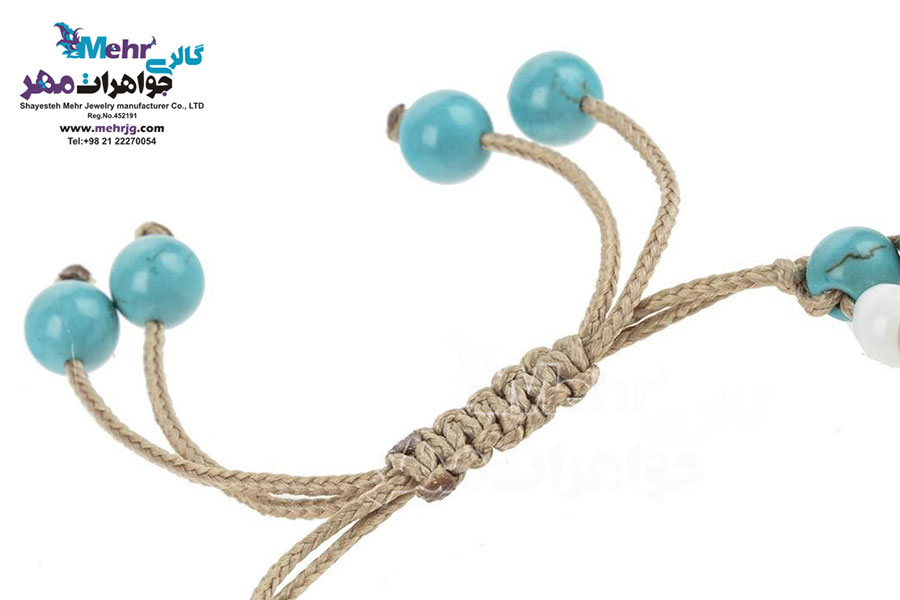 دستبند طلا و سنگ - طرح پرنده و قفس