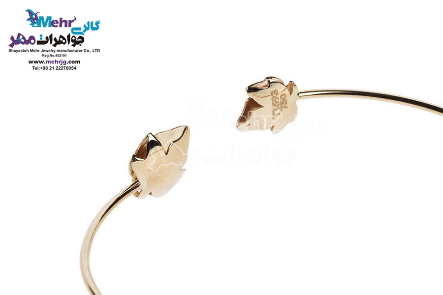 دستبند النگویی طلا - طرح برگ