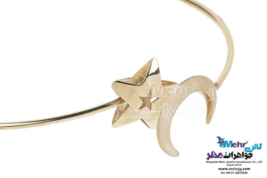 دستبند النگویی طلا - طرح ماه و ستاره