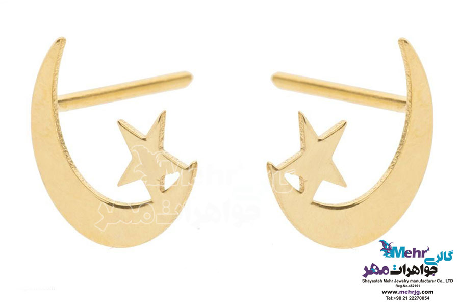 گوشواره طلا - طرح ماه و ستاره