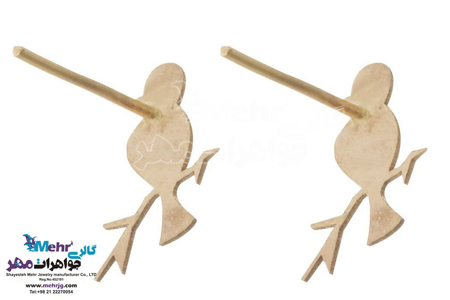 گوشواره طلا - طرح پرنده و شاخه
