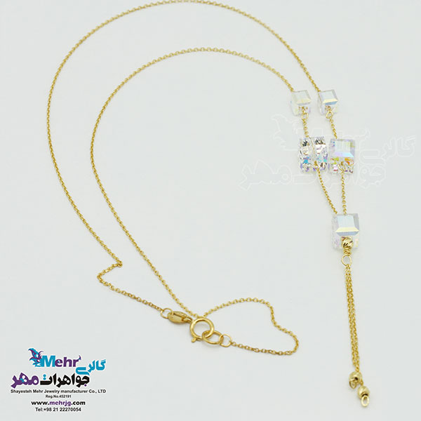 گردنبند طلا - سنگ سواروسکی مکعب