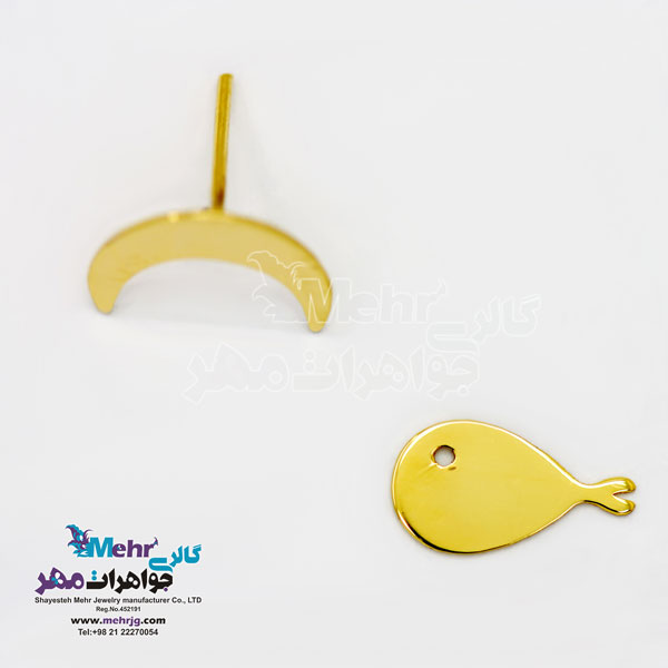 گوشواره طلا - طرح ماه و ماهی