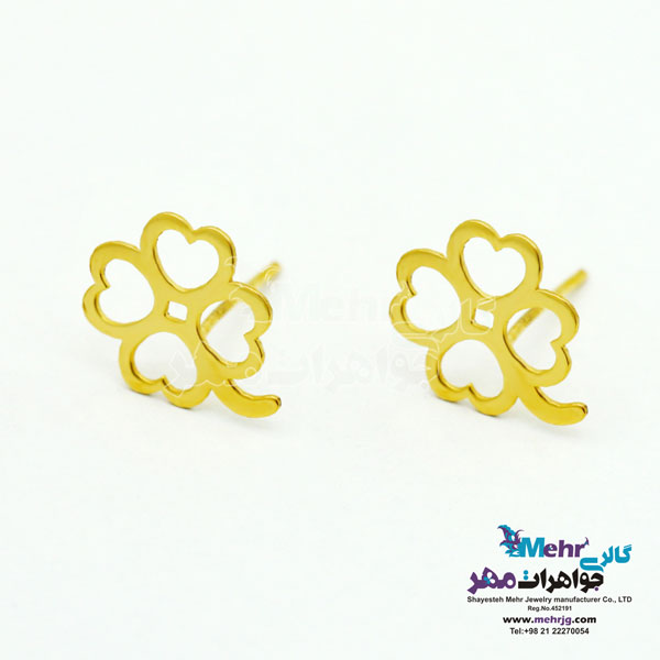 گوشواره طلا - طرح شبدر چهار برگ