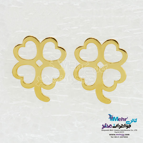 گوشواره طلا - طرح شبدر چهار برگ