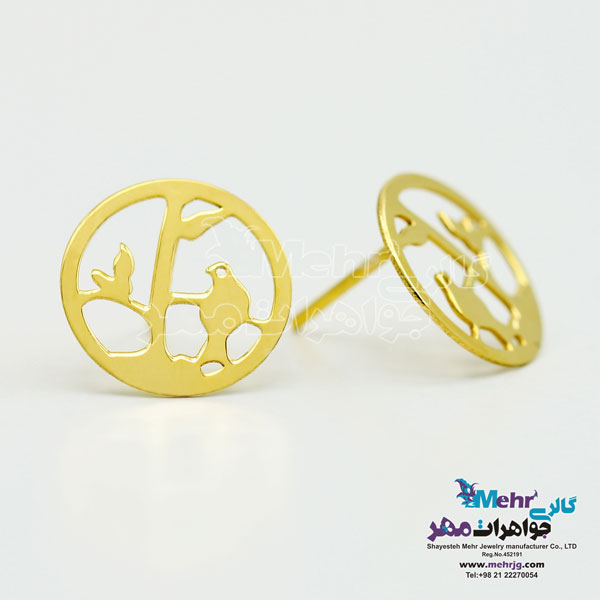 گوشواره طلا - طرح پرنده و شاخه