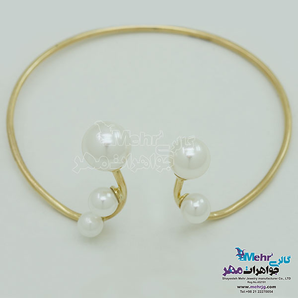 دستبند النگویی طلا - طرح مروارید نشان
