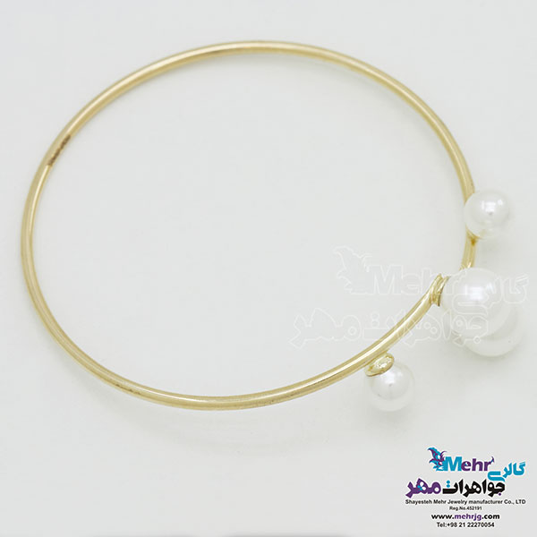 دستبند النگویی طلا - طرح مروارید نشان