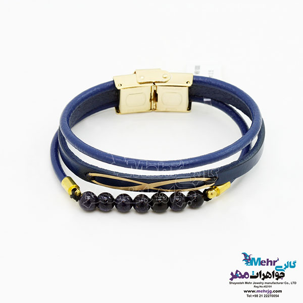 دستبند طلا و چرم - طرح بی‌نهایت