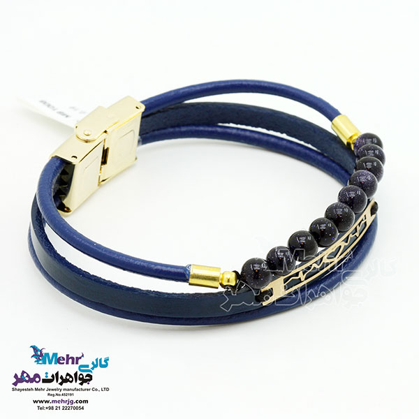 دستبند طلا و چرم - طرح ضربان قلب