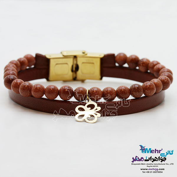 دستبند طلا و سنگ - طرح پروانه