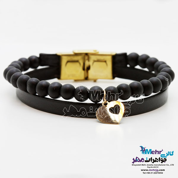 دستبند طلا و سنگ - طرح قلب