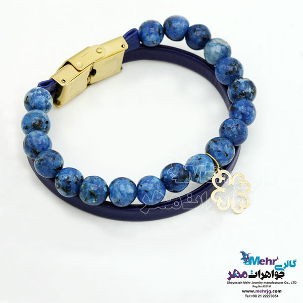 دستبند طلا و سنگ - طرح شبدر چهار برگ