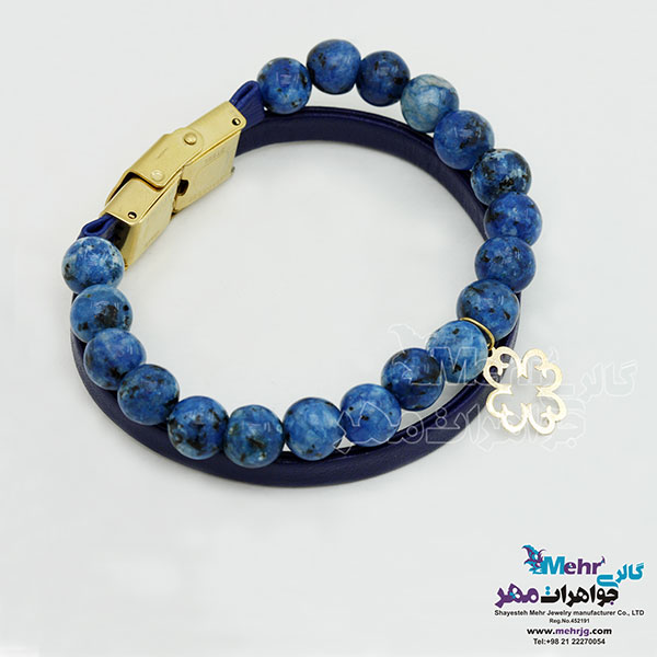 دستبند طلا و سنگ - طرح شبدر چهار برگ