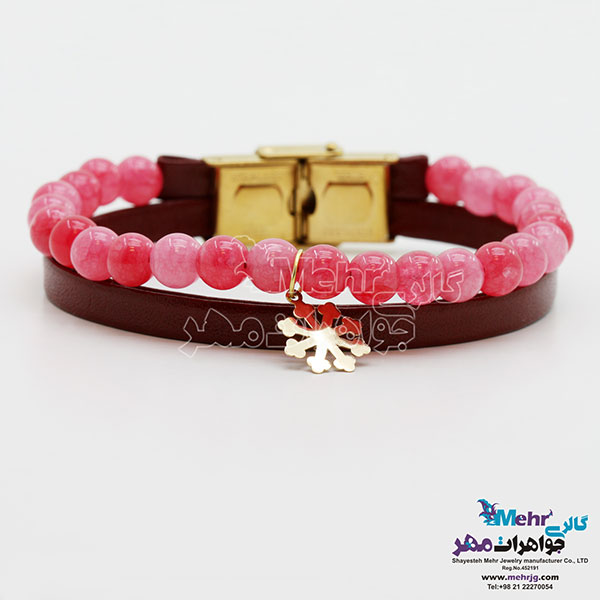 دستبند طلا و سنگ - طرح برف