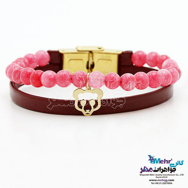 دستبند طلا و سنگ - طرح خرس
