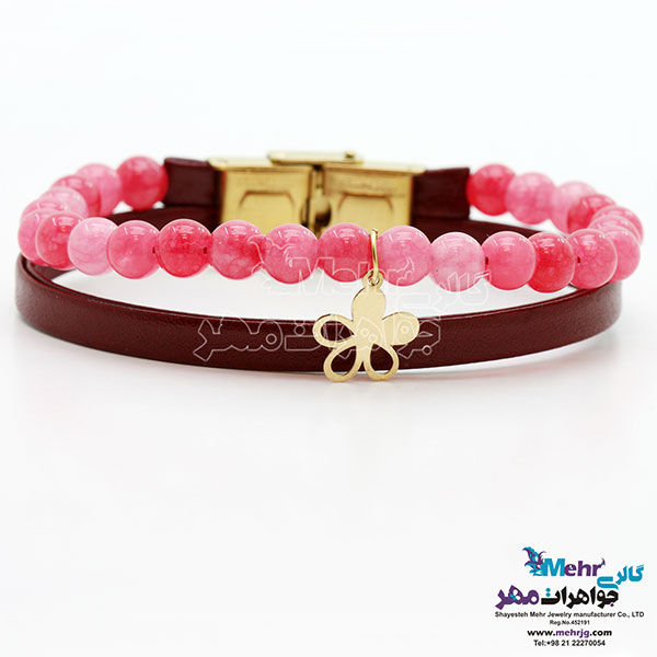 دستبند طلا و سنگ - طرح گل