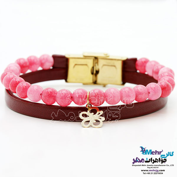 دستبند طلا و سنگ - طرح پروانه