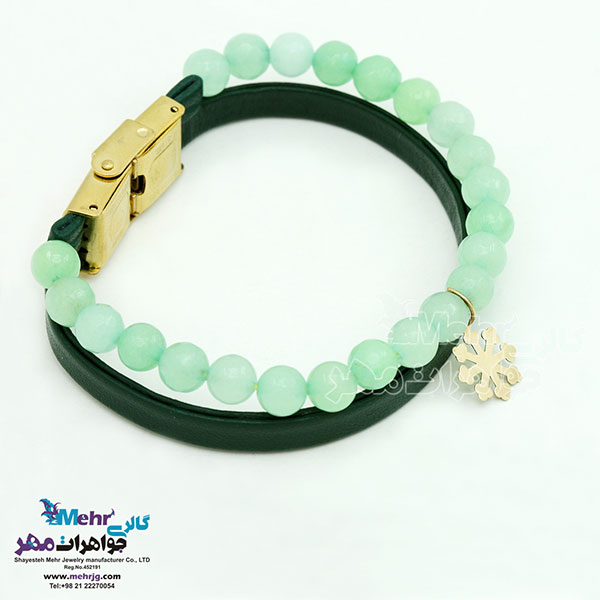 دستبند طلا و سنگ - طرح برف