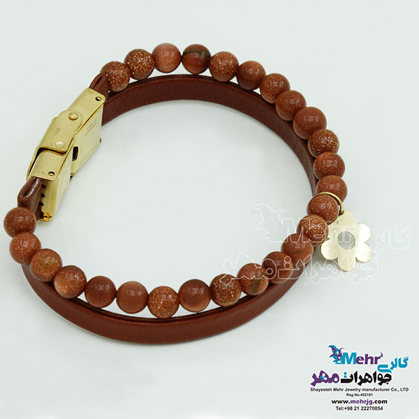 دستبند طلا و سنگ - طرح گل یاسمن