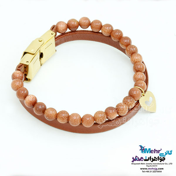 دستبند طلا و سنگ - طرح قلب