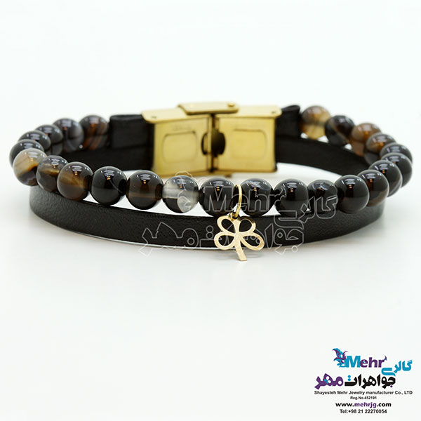 دستبند طلا و سنگ - طرح گل