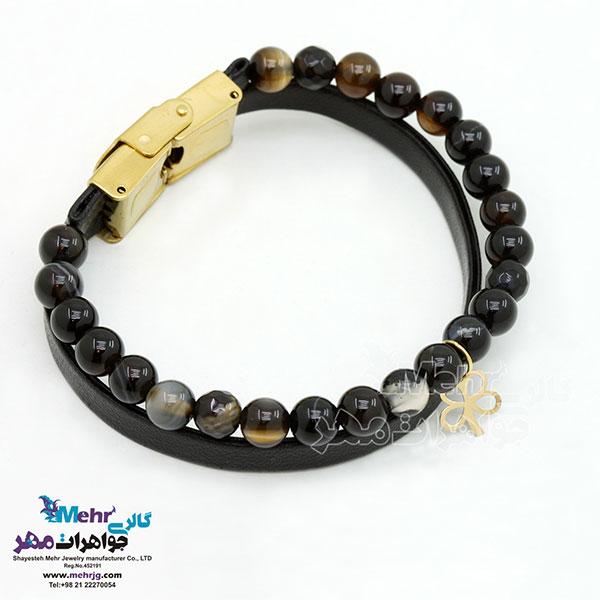 دستبند طلا و سنگ - طرح گل