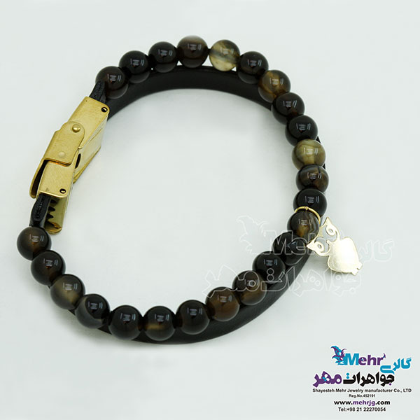 دستبند طلا و سنگ - طرح جغد