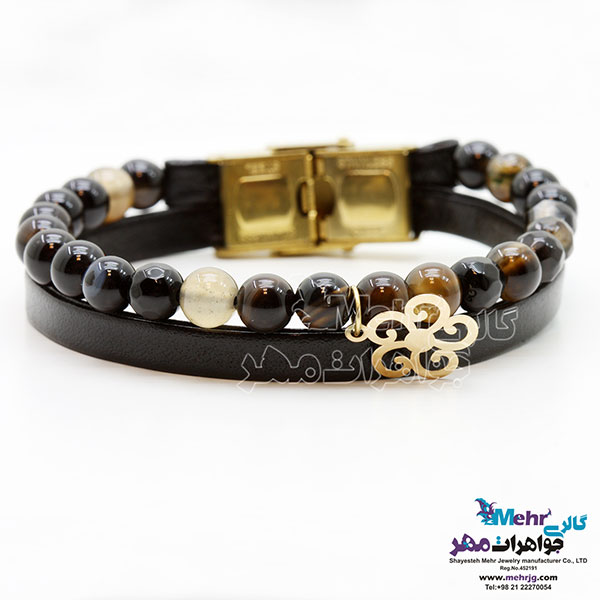 دستبند طلا و سنگ - طرح گل