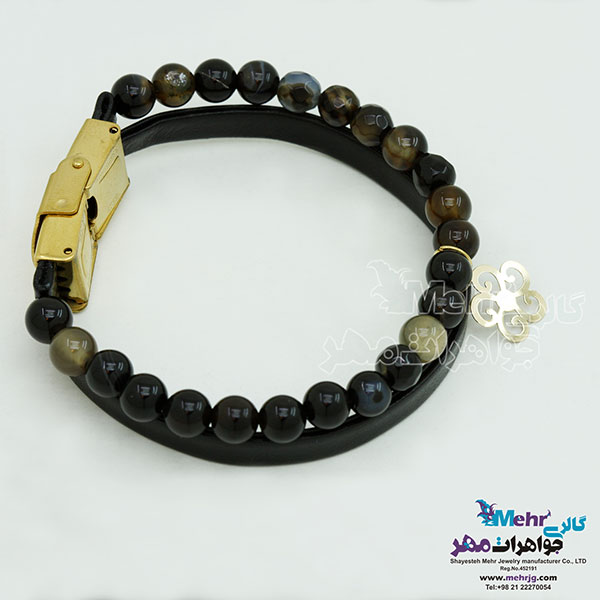 دستبند طلا و سنگ - طرح گل