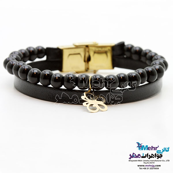 دستبند طلا و سنگ - طرح پروانه