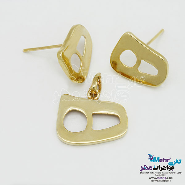 نیم ست طلا - آویز و گوشواره - طرح ه نیمانی