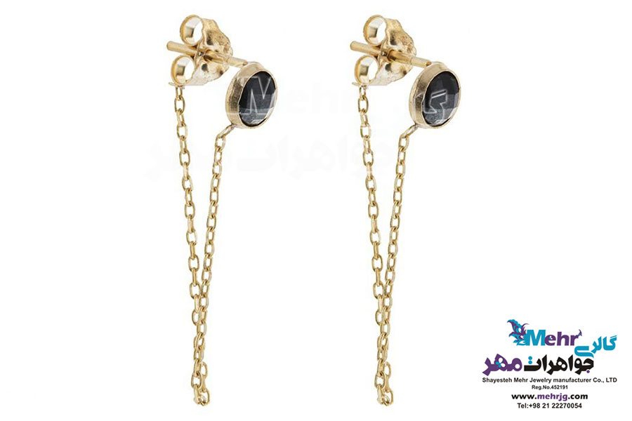 گوشواره طلا - طرح سنگ مشکی