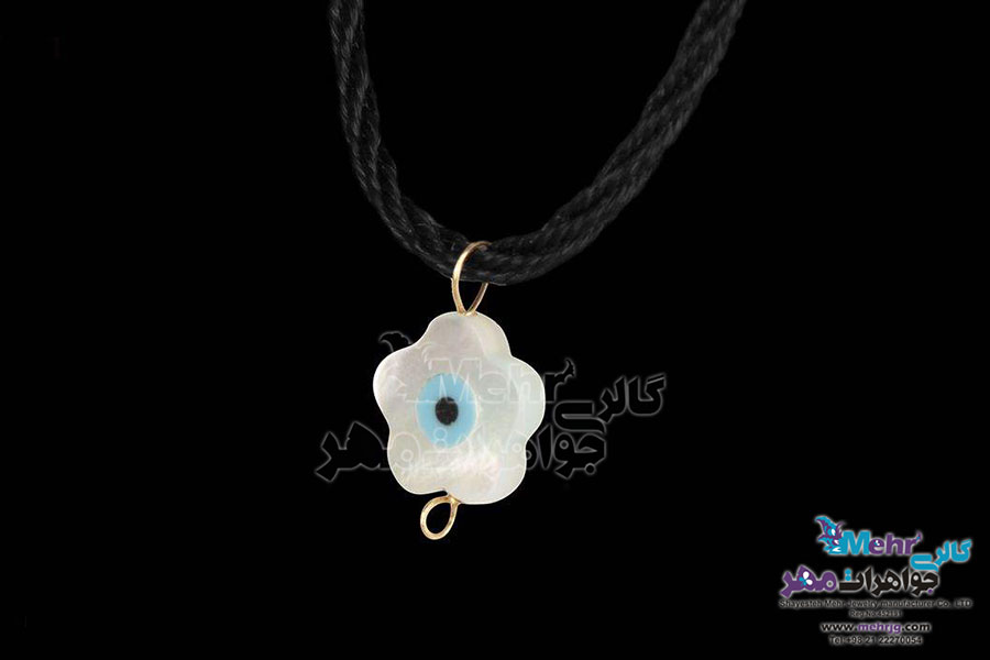 گردنبند طلا و چرم - طرح صدف گل
