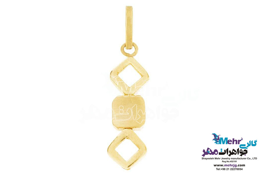 نیم ست طلا - آویز و گوشواره - طرح هندسی