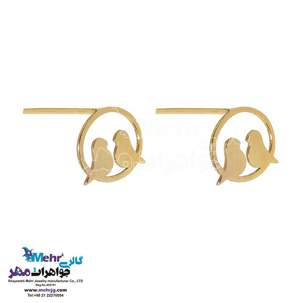 نیم ست طلا - آویز و گوشواره - طرح پرنده و قفس