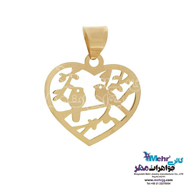 نیم ست طلا - آویز و گوشواره - طرح پرنده و شاخه