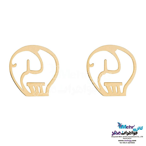 نیم ست طلا - آویز و گوشواره - طرح فیل