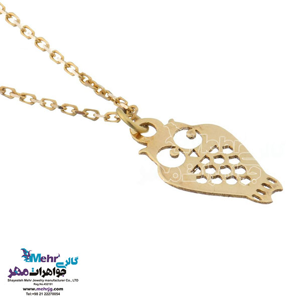 آویز ساعت طلا - طرح جغد